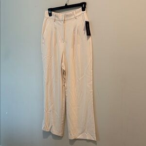 French Connection Cream Wide-Leg Trousers with Front Pleats